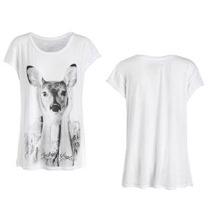 Rockstars & Angels Bambi Tee Shirt Top Angel Cut Weiss Damen